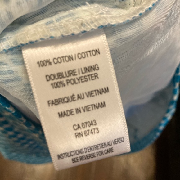 White and teal sleeveless fit and flair dress - Picture 8 of 8